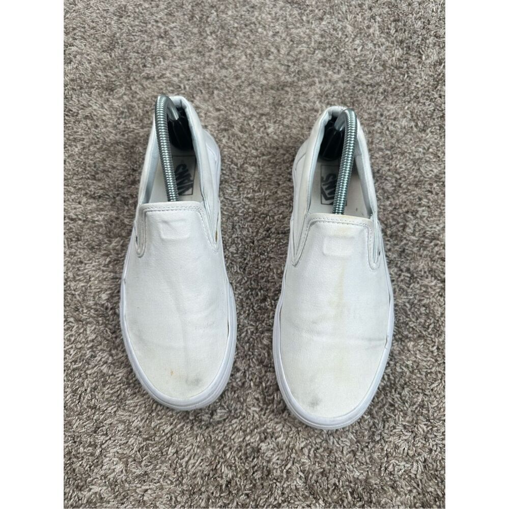 vans white slip on sneakers cavas flat shoes skate unisex women’s 10 men’s 8.5 - Picture 6 of 11